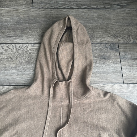 Women’s Quince Eco-Knit Milano Stitch Pullover Hoodie Sweater Taupe Brown Sz M - Picture 2 of 10